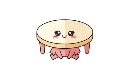 Cute cartoon table with smiling face and playful legs
