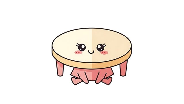 Cute cartoon table with smiling face and playful legs