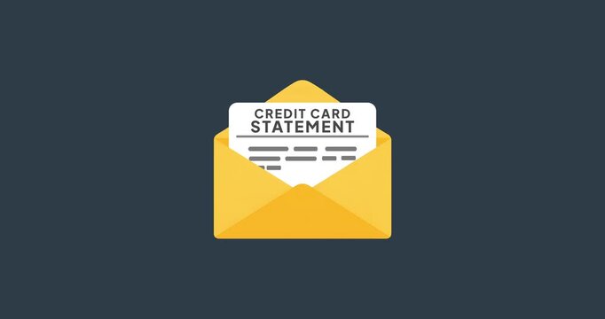 Envelope Opening Animation Revealing Credit Card Statement Letter