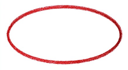 A hand-drawn red oval on a white background, rough texture