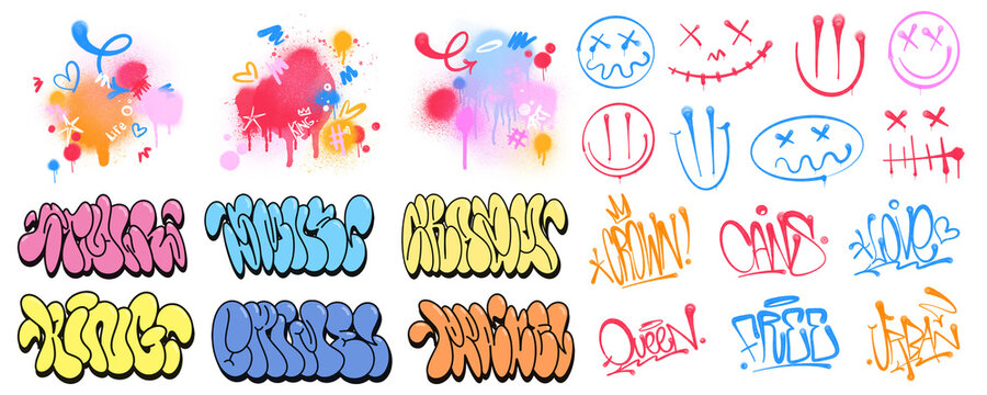 Spray Paint art Collection, tags and line set