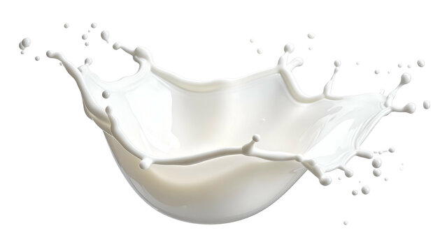 A dynamic, milky splash erupts, showcasing fluid motion against a stark black background