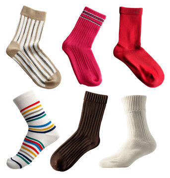 Colecci&oacute;n de calcetines con colores, patrones y texturas variadas. pares de calcetines en dos filas, cada uno con colores, patrones y texturas distintas, incluyendo dise&ntilde;os a rayas, acanalados y lisos