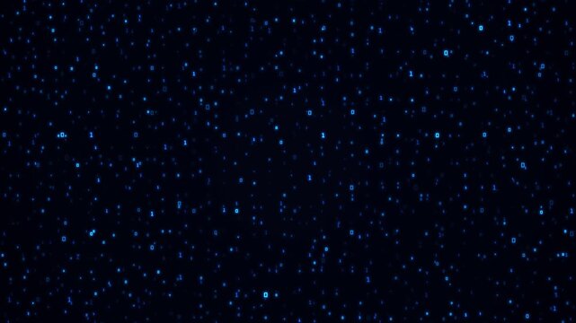 Blue Glowing Binary Code Matrix with Digital Data Stream &ndash; Abstract Technology Seamless Loop Background