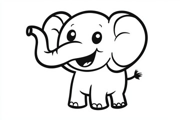 Obraz premium Joyful Cartoon Elephant with a Big Smile, Perfect for Children s Books and Fun Illustrations