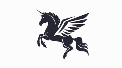 Fototapeta premium Elegant silhouette of a winged unicorn on white background for design