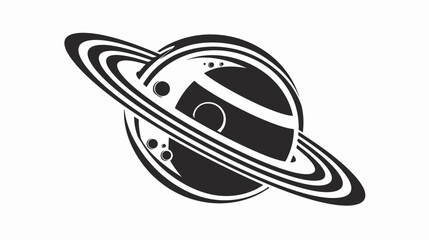 Stylized illustration of a planet with rings against a white background