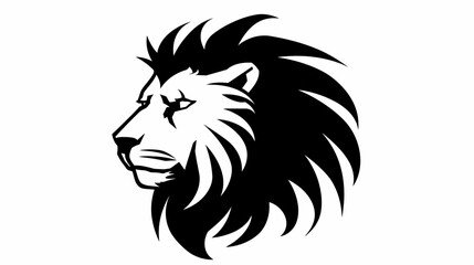 Obraz premium Black and white lion head profile symbol on a white background