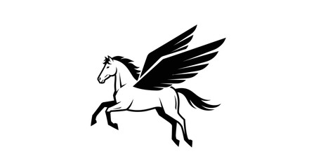 Fototapeta premium Winged horse silhouette illustration mythical creature on white background