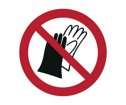 ISO 7010 P028 Do not wear gloves sign illustration on transparent background. 
