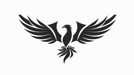 Obraz premium Elegant phoenix silhouette symbol of rebirth and strength on white background