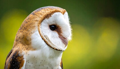 Barn Owl Portrait Closeup with Blurred Background.