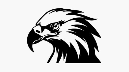 Obraz premium Bold eagle head silhouette illustration against white background