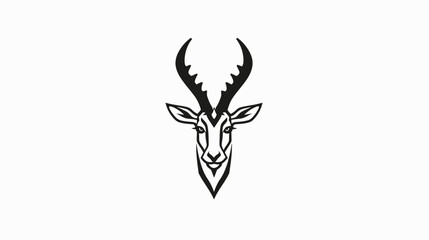 Stylized antelope head with large antlers graphic design for various uses