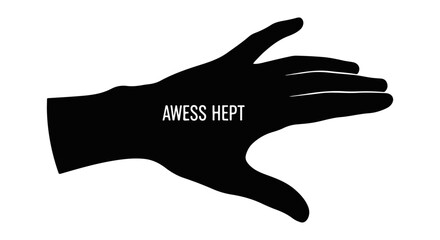 Obraz premium A stark silhouette of a human hand palm open with text overlay