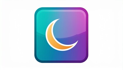 Vector icon depicts a crescent moon symbolizing Ramadan on a colorful background