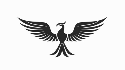 Fototapeta premium Elegant phoenix symbol in flight artistic silhouette on clean white background