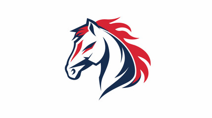 Obraz premium Stylized horse head logo design graphic representation in bold colors