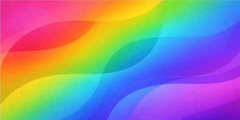 An abstract rainbow background features a bright spectrum of colorful waves and geometric shapes, creating a vibrant vector illustration texture with light patterns for a modern art backdrop wallpaper