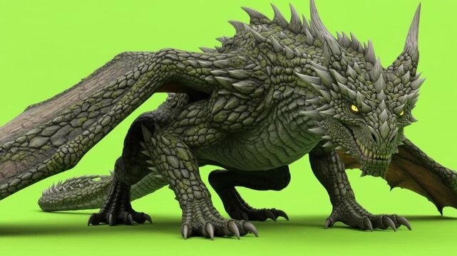 Green Dragon 3D Animation Video Footage.