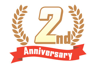 月桂樹とリボンの2周年アイコン