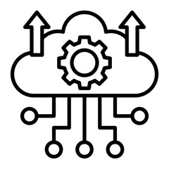 Obraz premium Modern cloud computing concept with gear and arrows&nbsp;icon, vector illustration.