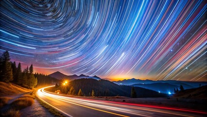 Obraz premium Night Sky With Abstract Light Trails
