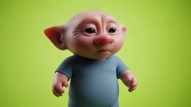 3D Cartoon Character with Changing Facial Expressions.