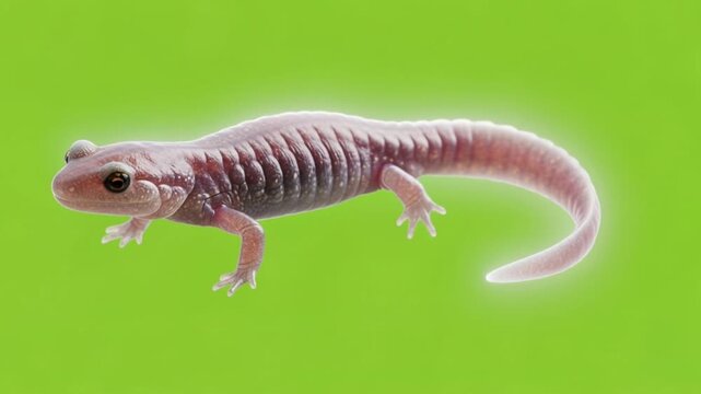 Salamander on Green Background Animal Closeup.