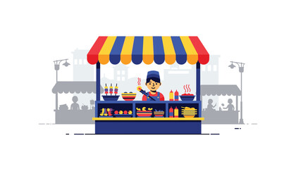 Vibrant street food vendor serving delicious meals outdoors