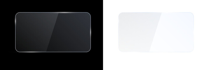 Transparent Glass plate background. Realistic screen glass, window effect with flare, clear glass...