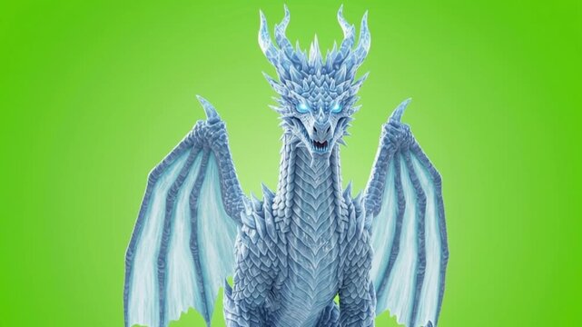 Blue Dragon Statue with Green Background.