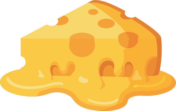 Melting yellow cheese wedge with orange spots 1