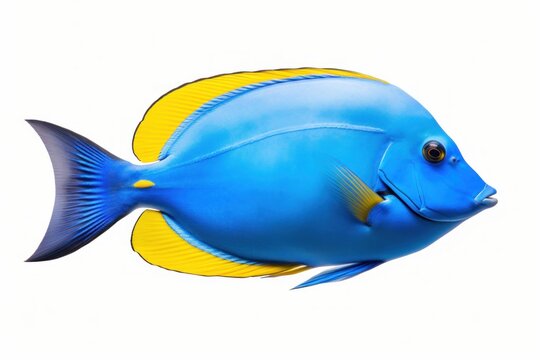 Blue tang fish swimming, vibrant tropical marine life