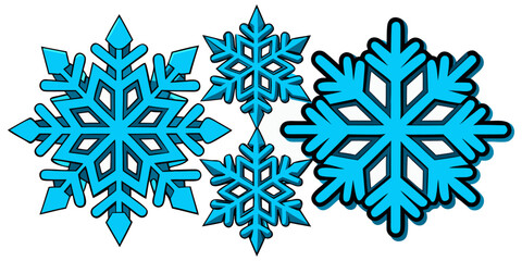 Fototapeta premium Winter Snowflake Vector Set – Blue Decorative Christmas Snowflakes Collection.