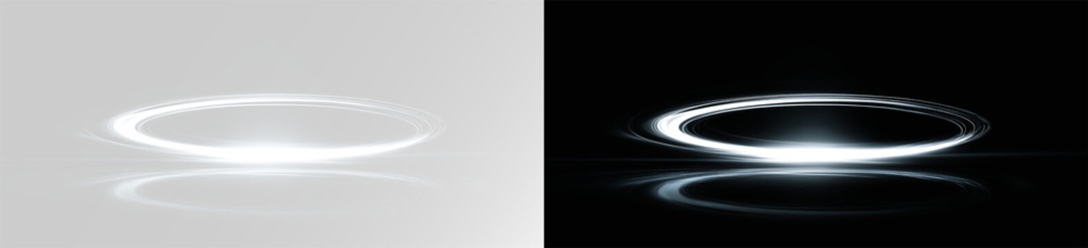 Abstract glowing ellipse frame with dynamic white trails and energy vortex overlay 