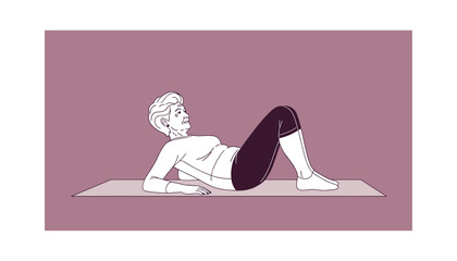 Woman performing crunches on exercise mat in home workout routine