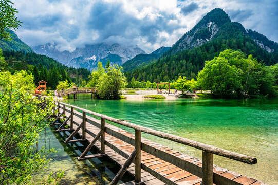 In the green. Slovenia and Lake Kranjska Gora. Julian Alps