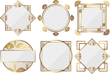 高級感のあるアールデコ風フレーム6種セット　ホワイト＆ゴールド