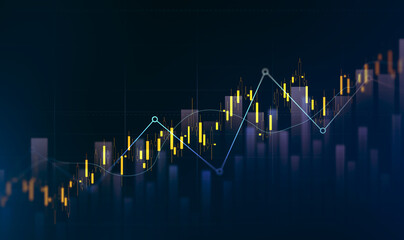 Finance chart,stock market business and exchange financial growth graph. Stock market investment trading graph growth
