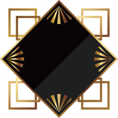 高級感のあるアールデコ風フレーム　ブラック＆ゴールド
