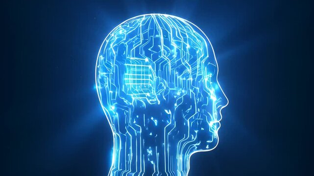 AI brain silhouette with glowing circuit pattern symbolizing artificial intelligence concept
