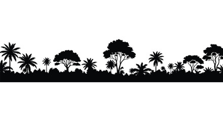 Tropical trees and palms create a dark striking silhouette © MdRabby