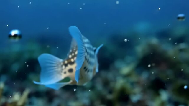 Dusky dottyback swimming underwater in ocean habitat graceful marine life observation tropical fish behavior in natural coral reef environment