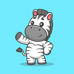 Fototapeta premium Cute Zebra Waving Hand Cartoon 