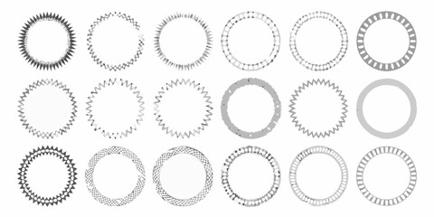 Collection of circular gear and ring elements in varying densities