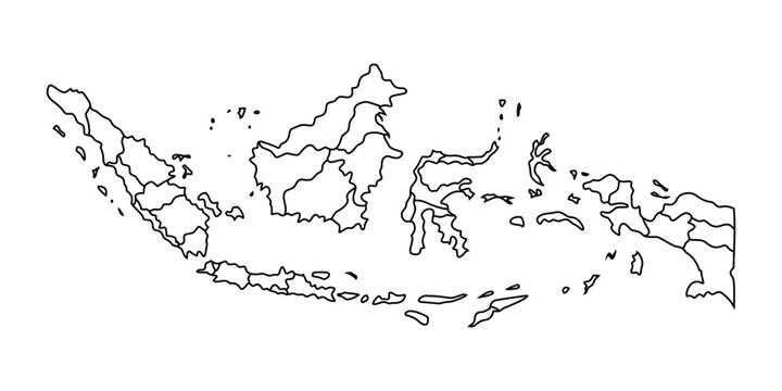 Outline map of Indonesia showing provinces and islands