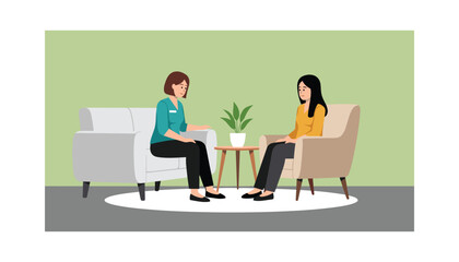 Therapist and client in comfortable office setting discussing mental health