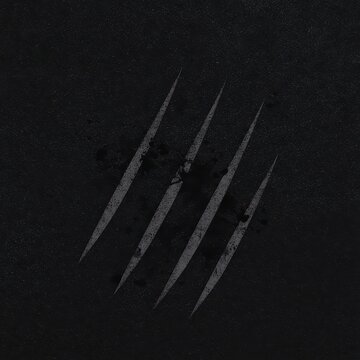 Dark textured background with claw scratch marks and gritty shadows