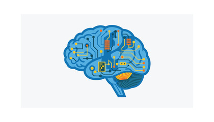 Vibrant brain with circuit board design for technology and innovation concepts